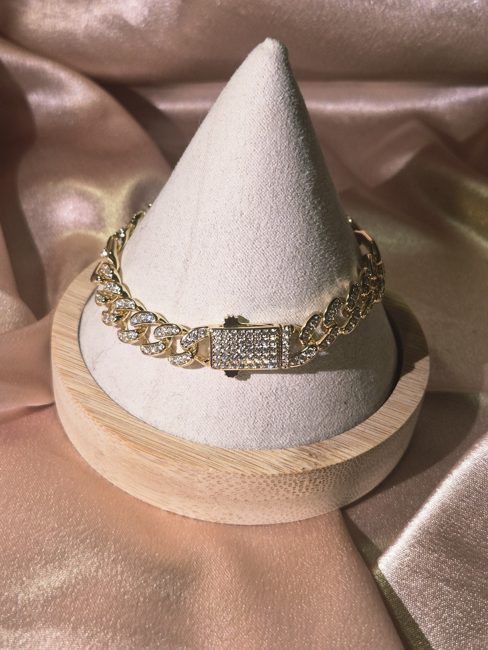 Gold Pave Cuban Link Bracelet - Women's Jewelry